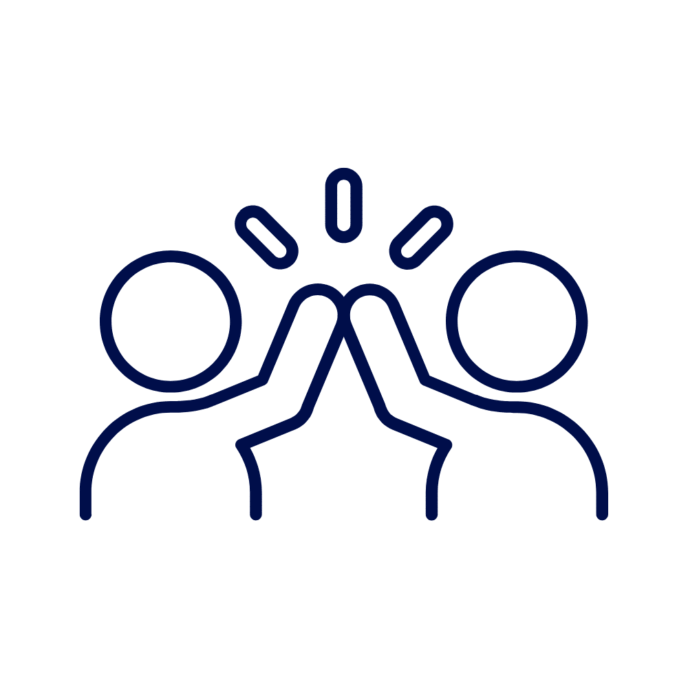 Two people giving a high-five, symbolizing teamwork and collaboration.